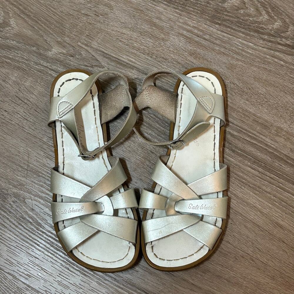 Salt Water Sandals by Hoy Original 820 Gold Leather Sandals Youth 4 Women’s 6 - Picture 3 of 10
